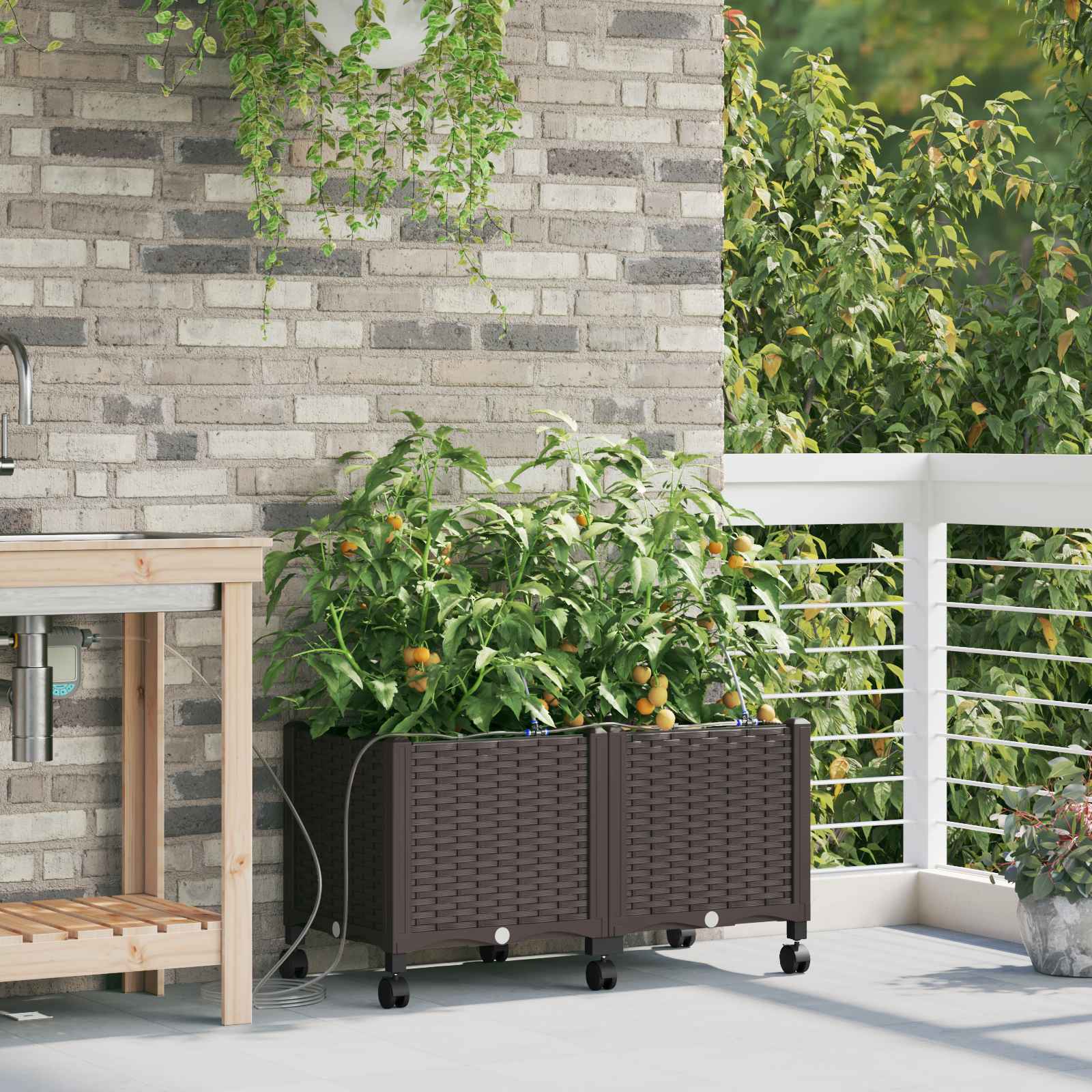 Garten-Pflanzgefäß 4 Stk. Braun 160 x 40 x 22 cm PP