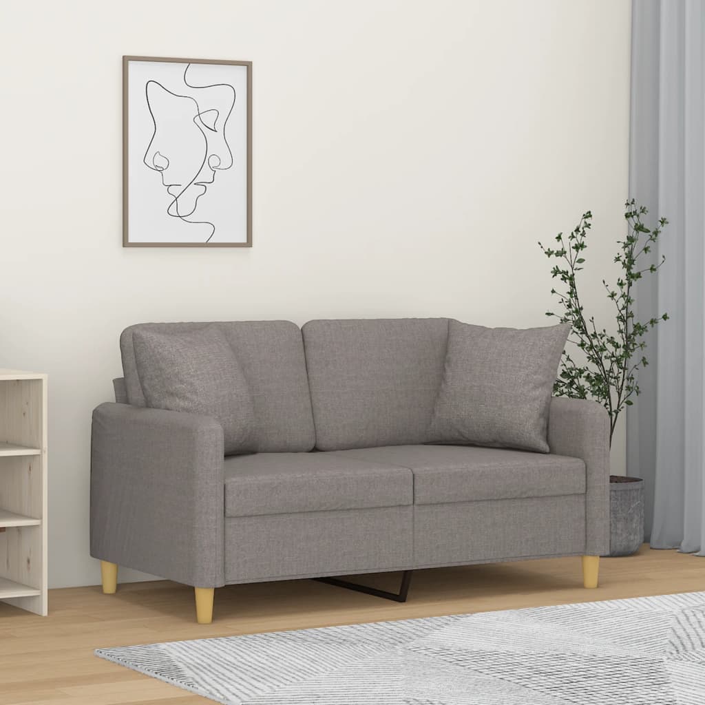 2-Sitzer-Sofa mit Zierkissen Braun 120 cm Stoff