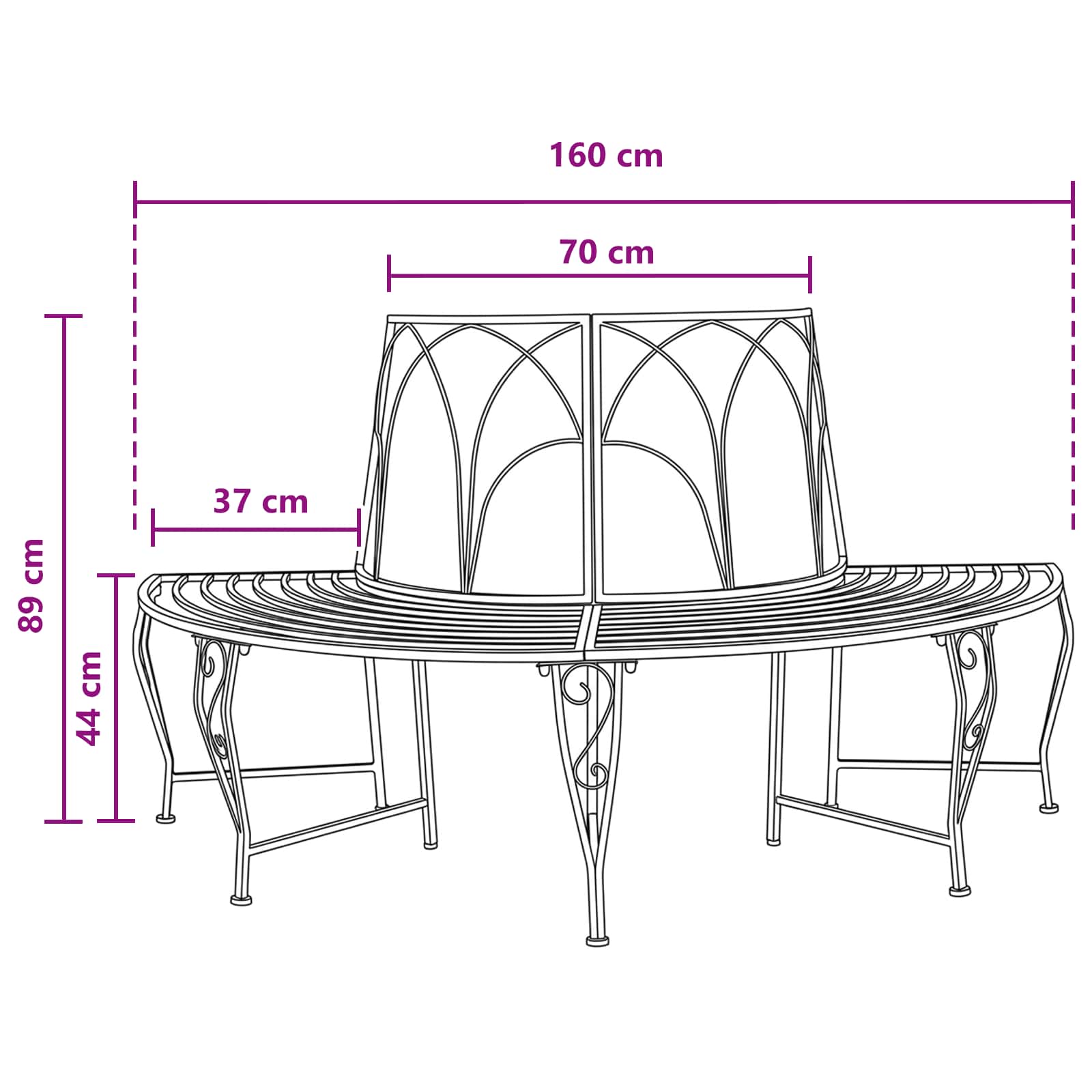 Baumbank 160 cm Stahl