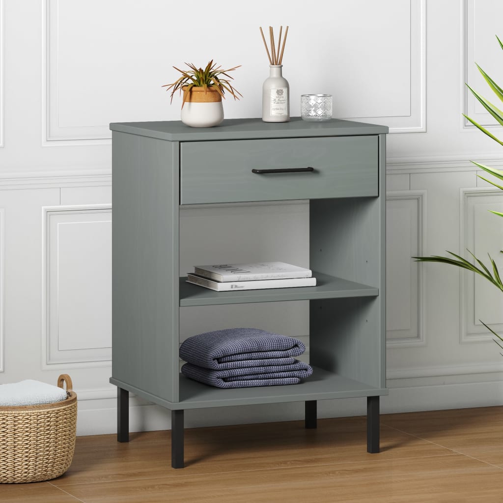 Konsolenschrank OSLO mit Metallbeinen Braun Massivholz Kiefer