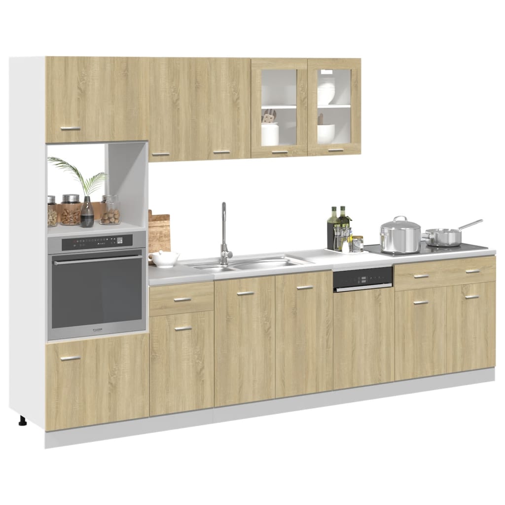 7-tlg. Küchenzeile Lyon Weiß Holzwerkstoff
