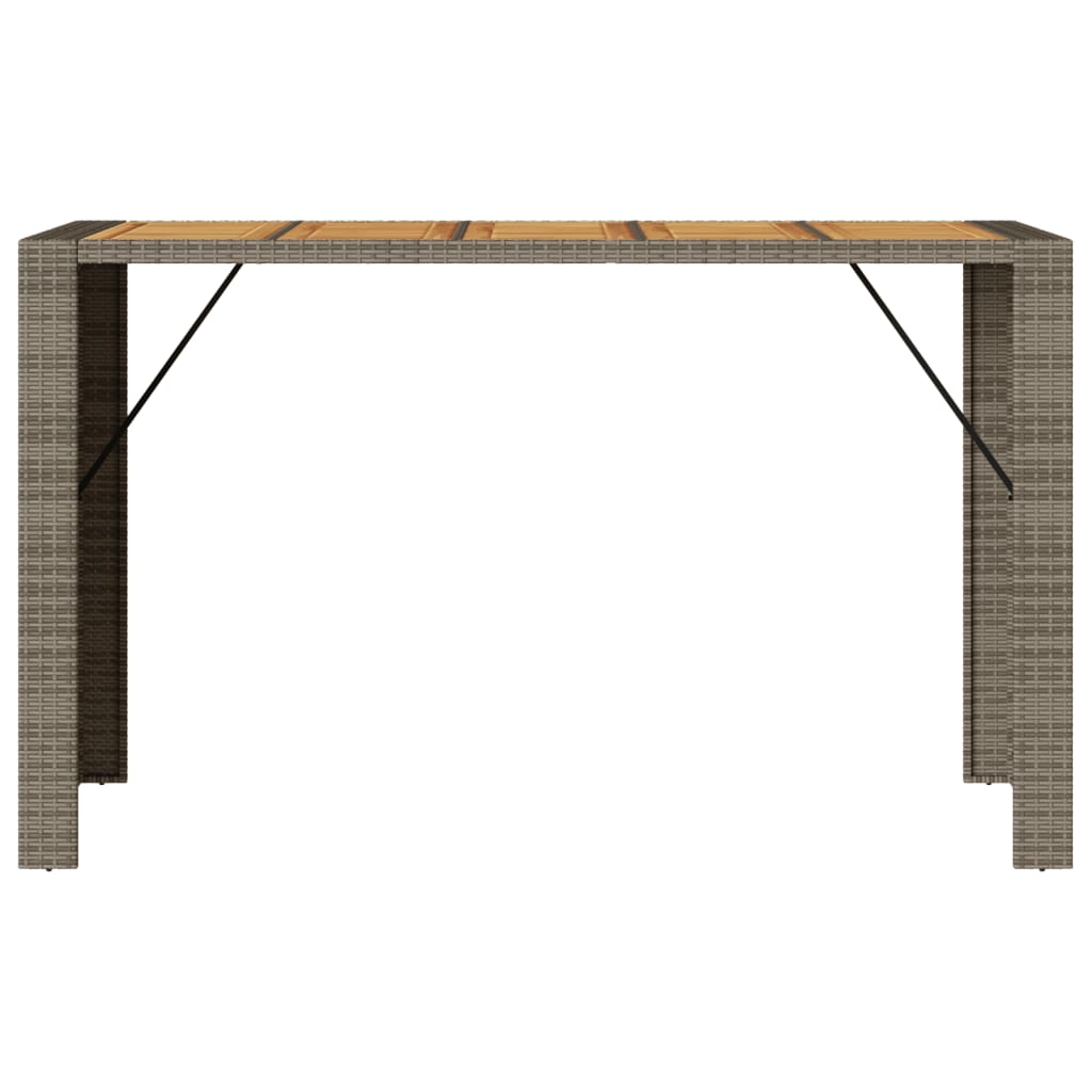 Garten-Bartisch mit Holzplatte Schwarz 105x80x110 cm Polyrattan