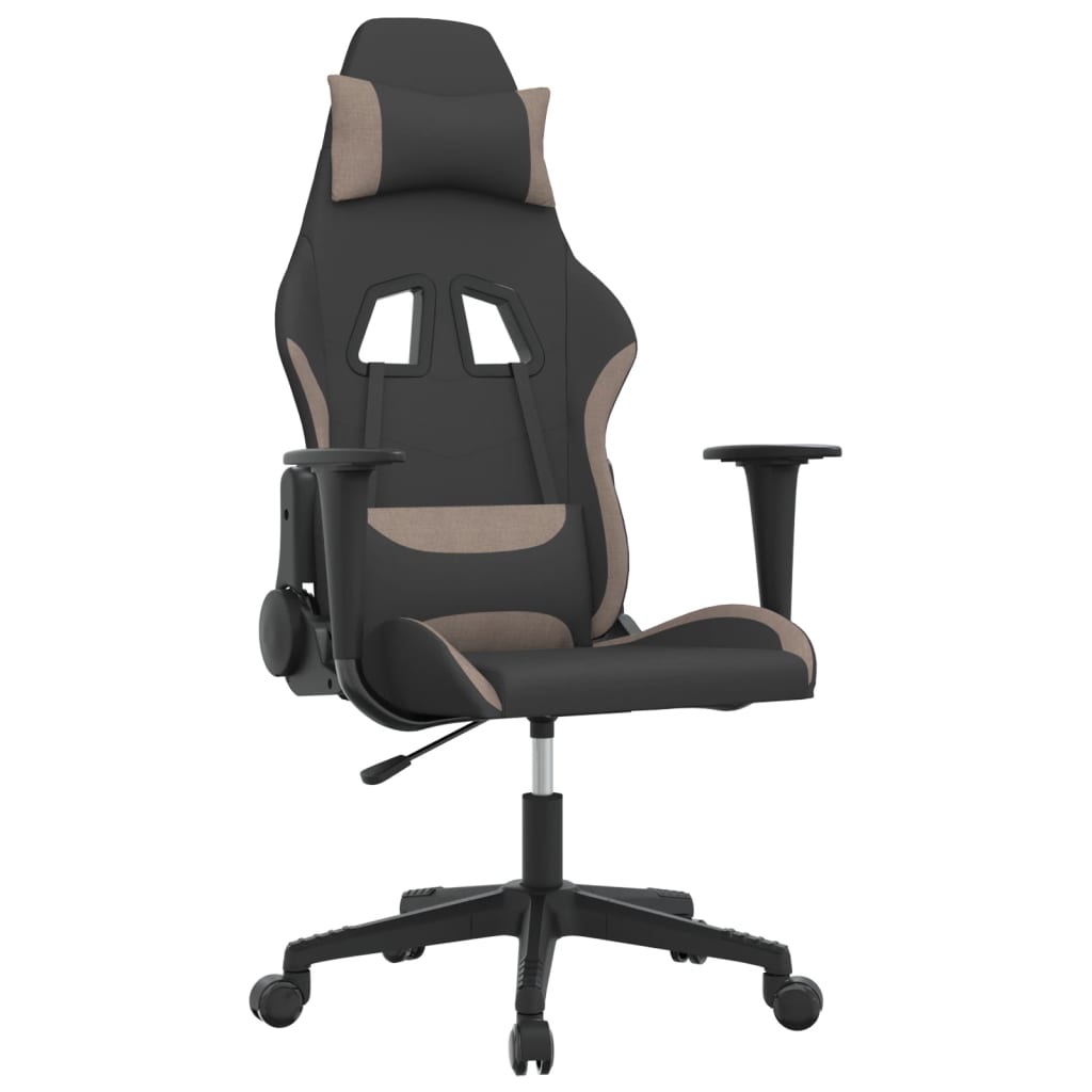 Gaming-Stuhl mit Massagefunktion Schwarz und Creme Stoff