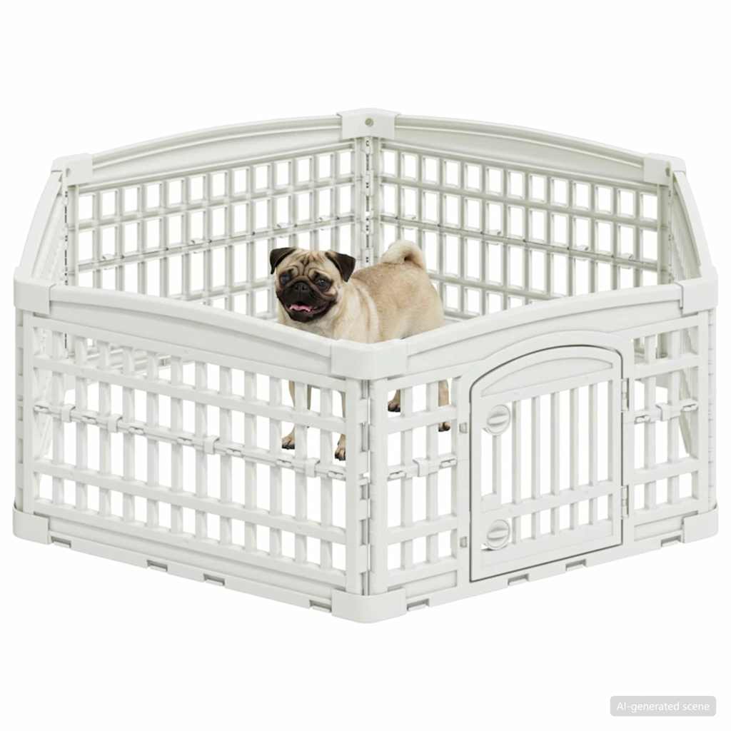 6-Panel-Hundespielplatz 122 x 106,5 x 40 cm Kunststoff Weiß