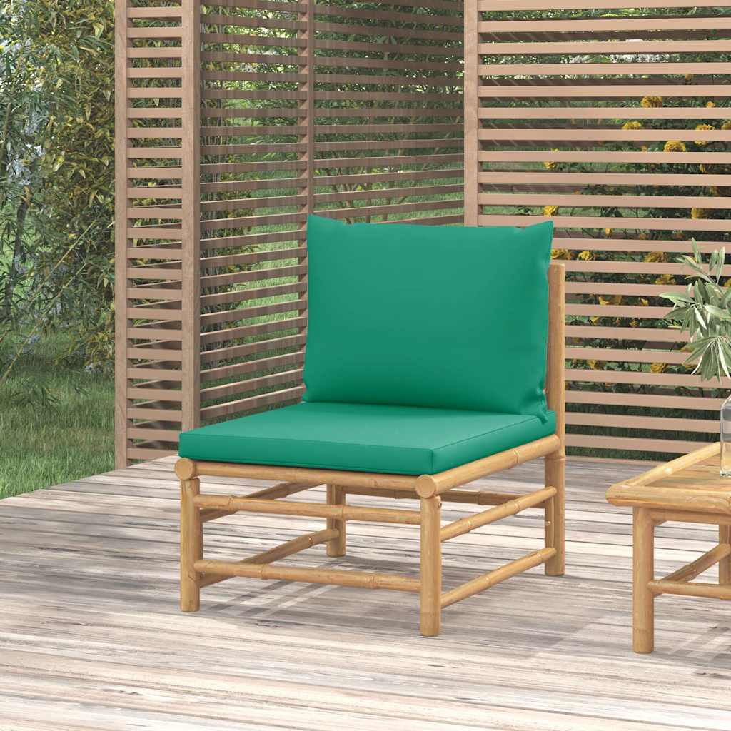 3-tlg. Garten-Lounge-Set mit Hellgrauen Kissen Bambus