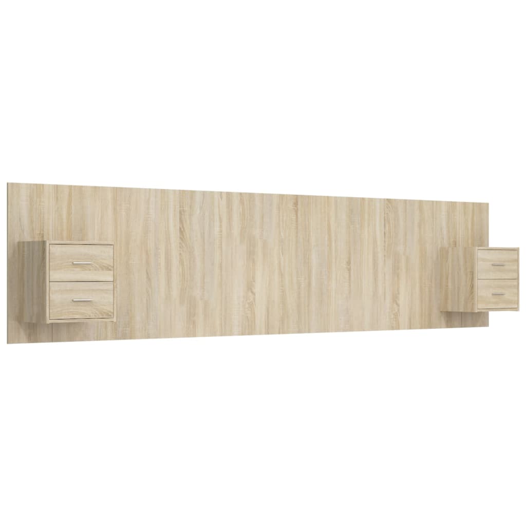 Kopfteil mit Nachttischen Weiß Holzwerkstoff