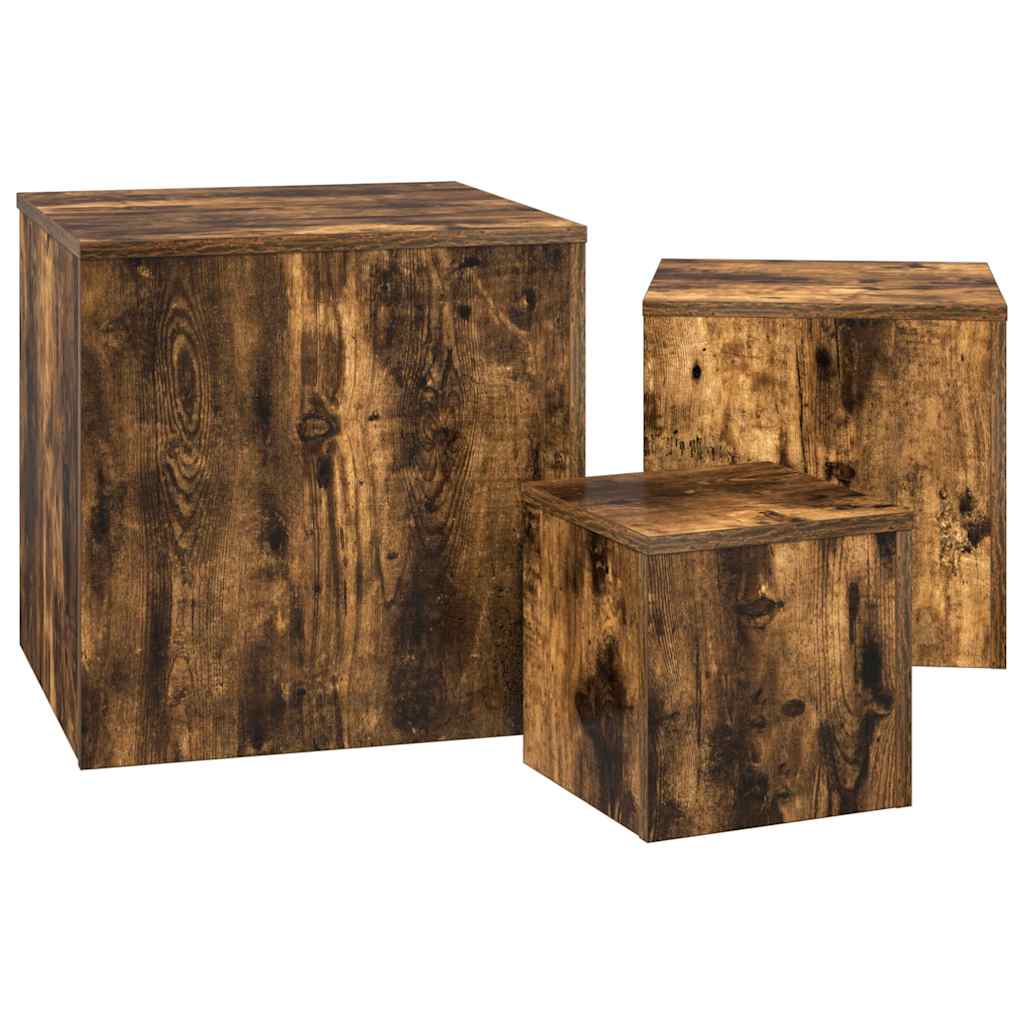 Beistelltische 3 Stk. Weiß Holzwerkstoff