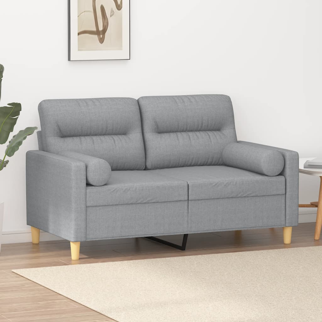 2-Sitzer-Sofa mit Zierkissen Braun 120 cm Stoff