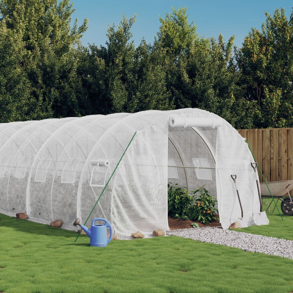 Gewächshaus mit Stahlrahmen Grün 48 m² 16x3x2 m