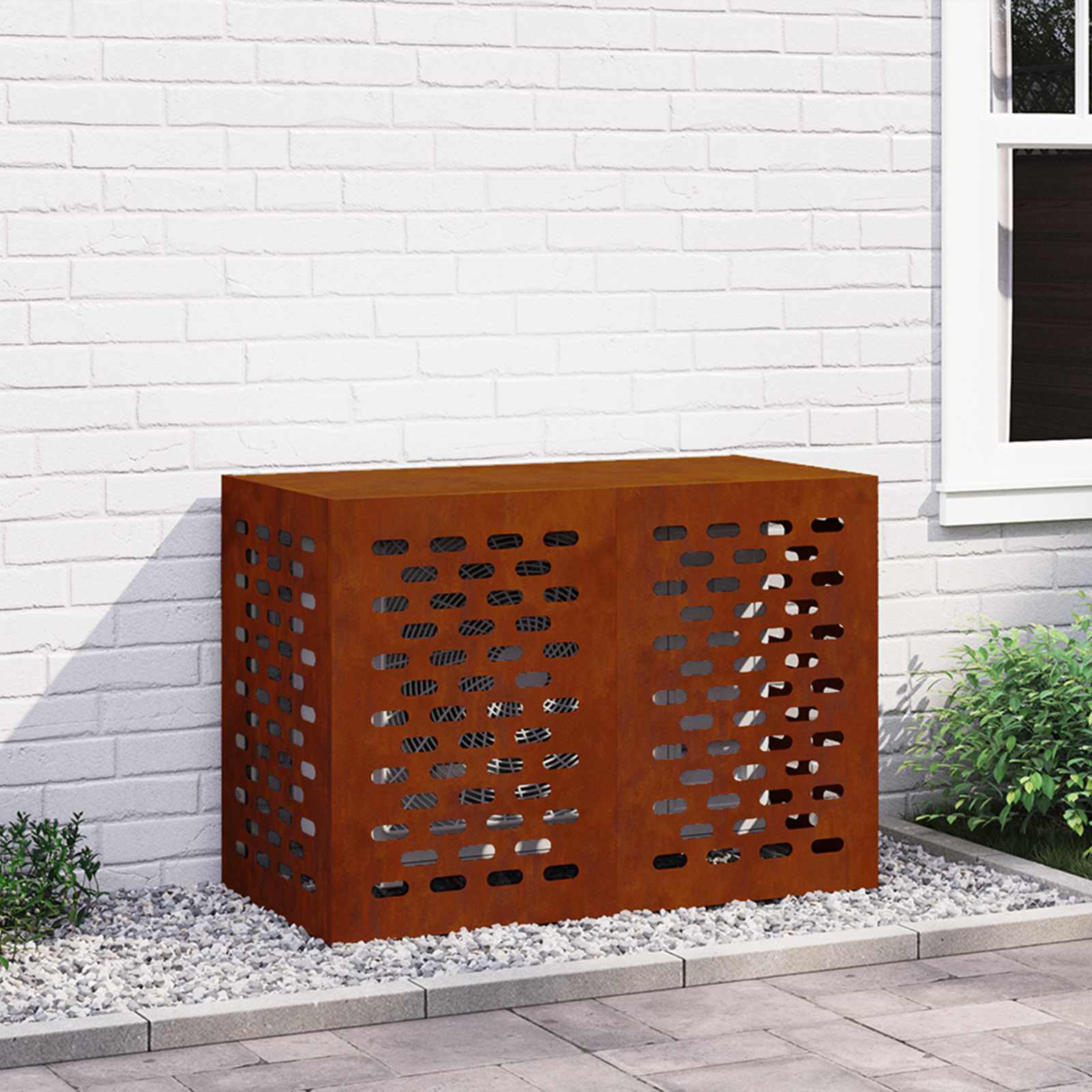 Klimaanlagenabdeckung Schwarz 90 x 40 x 60 cm Stahl