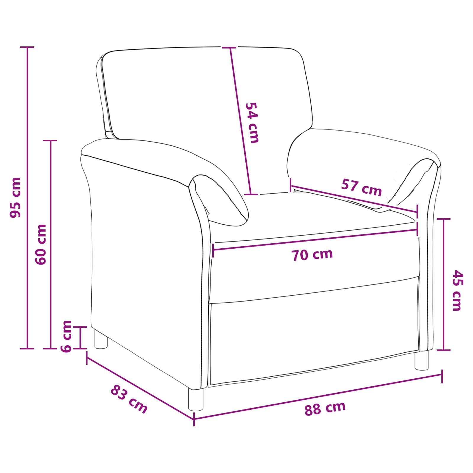 1-Sitzer Sofa Hellgrau 88 x 83 x 95 cm Samt