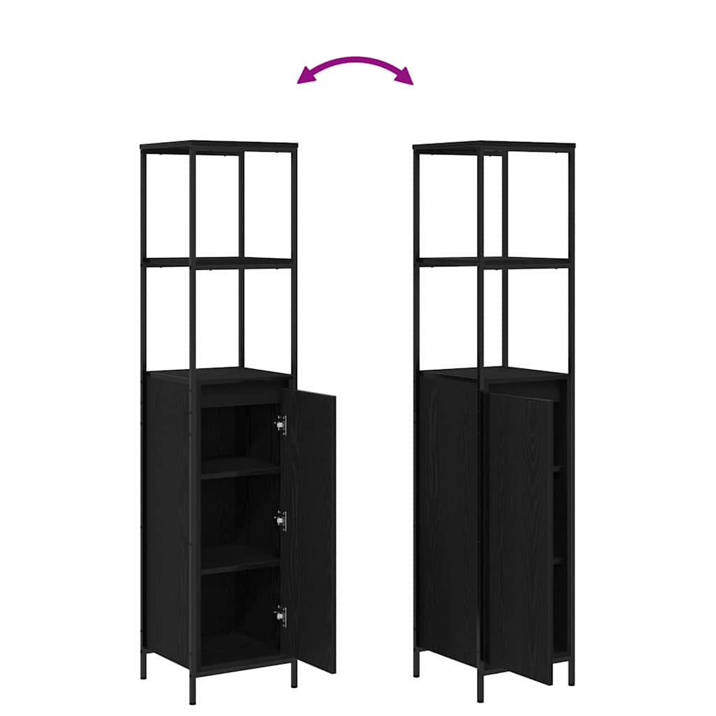 Badezimmermöbel Set mit Schubladen 2 pcs Schwarz Eichen-Optik