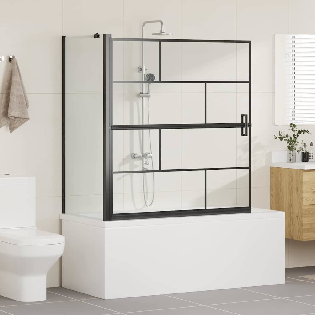 Bad-Duschschirm Schwarz und Transparent 80 x 68 x 128 cm