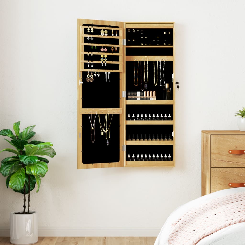 Spiegel-Schmuckschrank mit LED-Beleuchtung Wandmontage Weiß