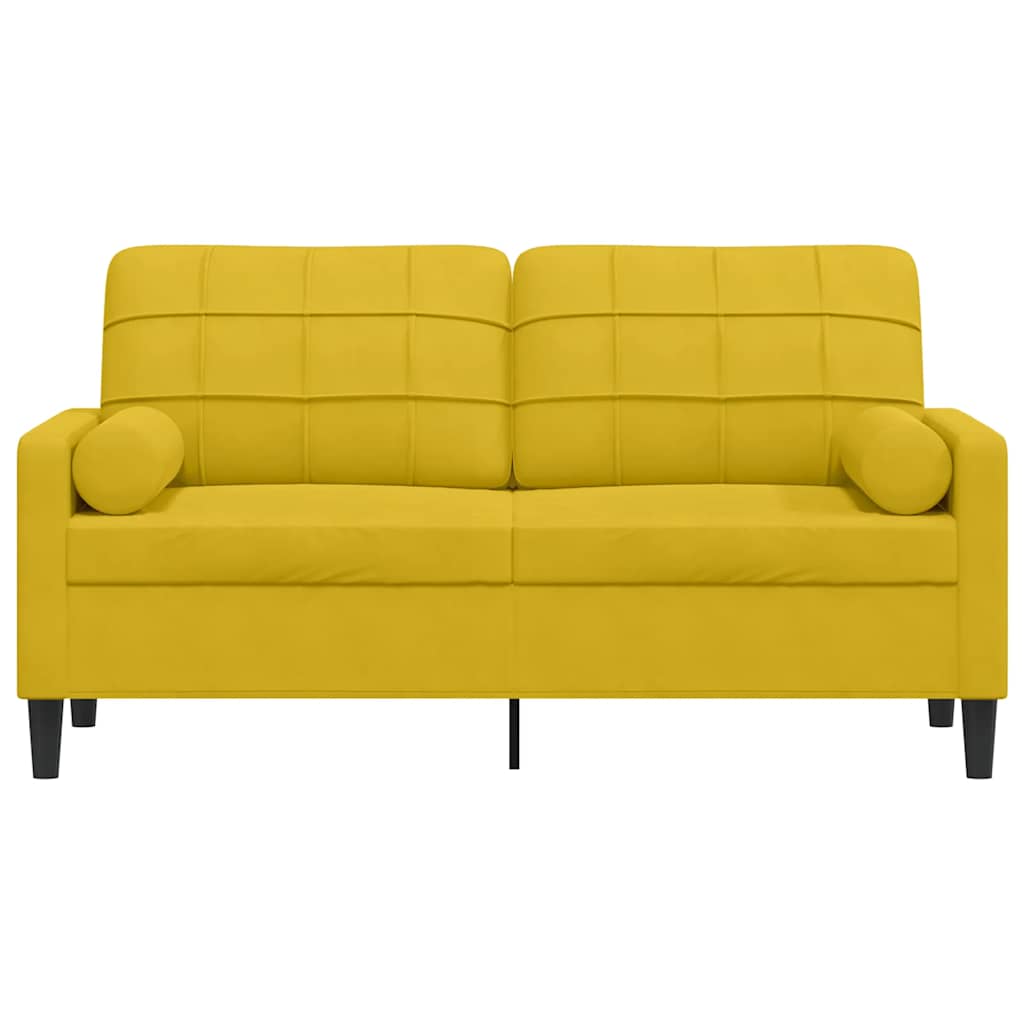 2-Sitzer-Sofa mit Zierkissen Hellgrau 120 cm Samt