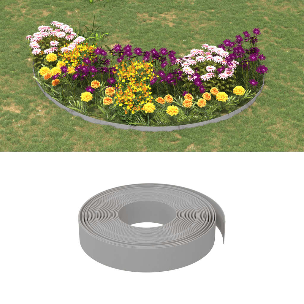 Gartenumrandung 25 m 10 cm PE Grau