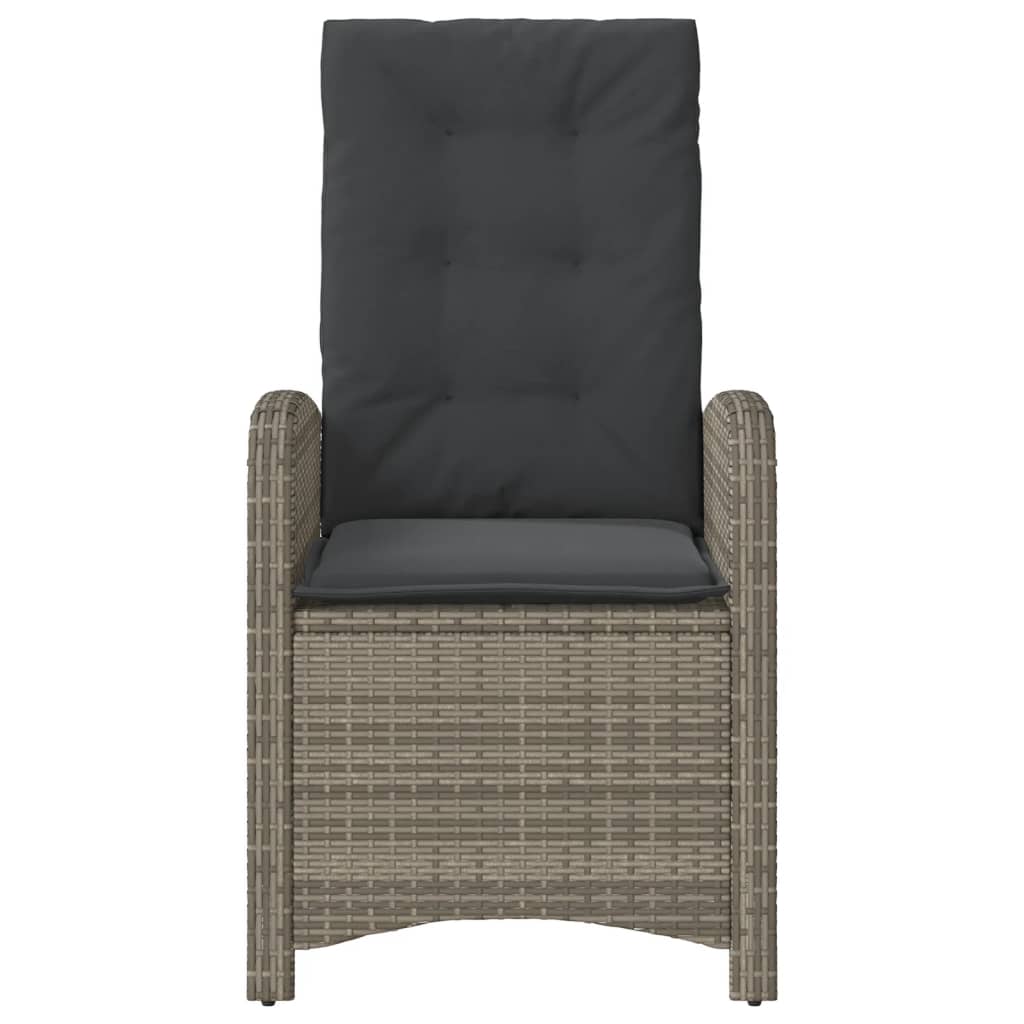 Gartensessel Verstellbar mit Kissen Schwarz Poly Rattan