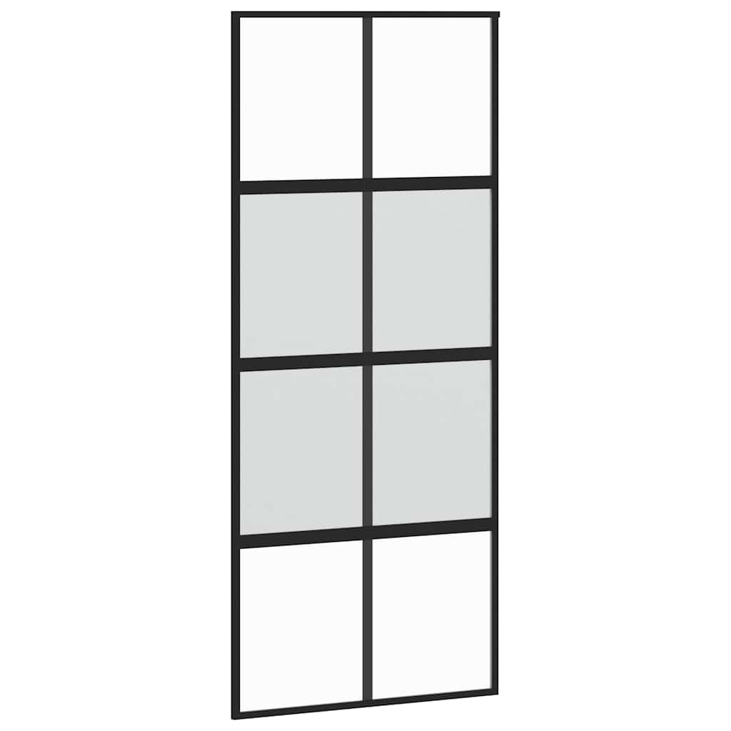 Schiebetür mit Beschlag Schwarz 76x205 cm Hartglas
