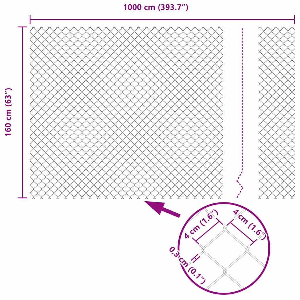 Outdoor Kettenglied-Zaun Erdfixierung 10 x 0,4 m Grün Netz