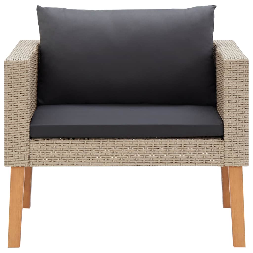 3-Sitzer-Gartensofa mit Auflagen Poly Rattan Beige