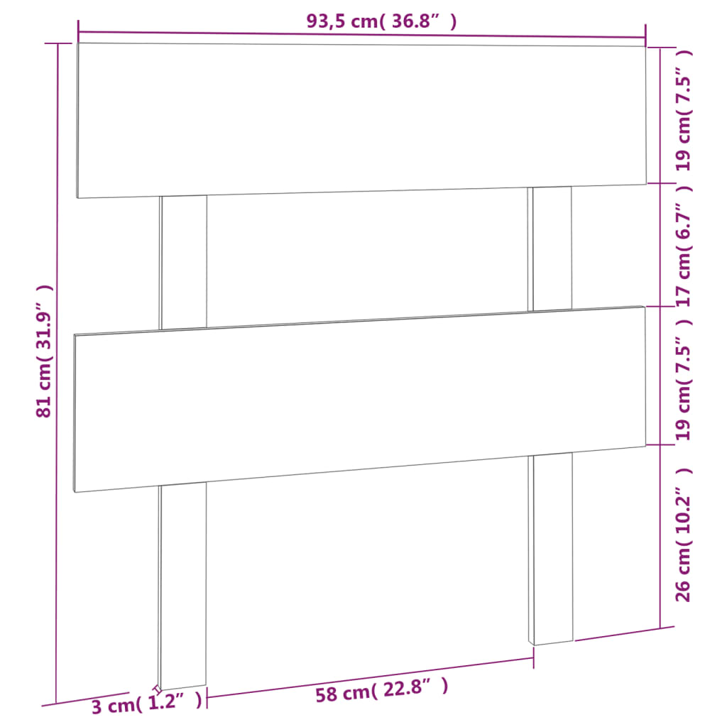 Bett-Kopfteil 78,5x3x81 cm Massivholz Kiefer