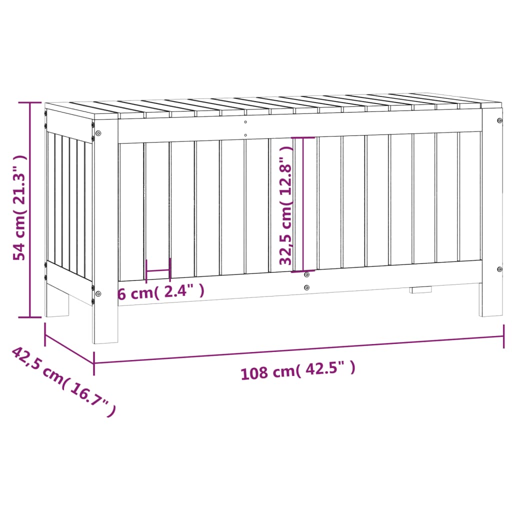 Gartentruhe Grau 76x42,5x54 cm Massivholz Kiefer