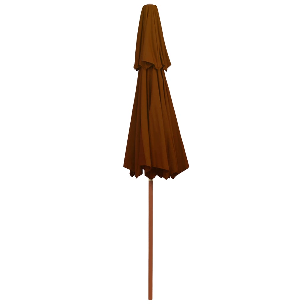 Sonnenschirm mit Doppeldach und Holz-Mast Schwarz 270 cm