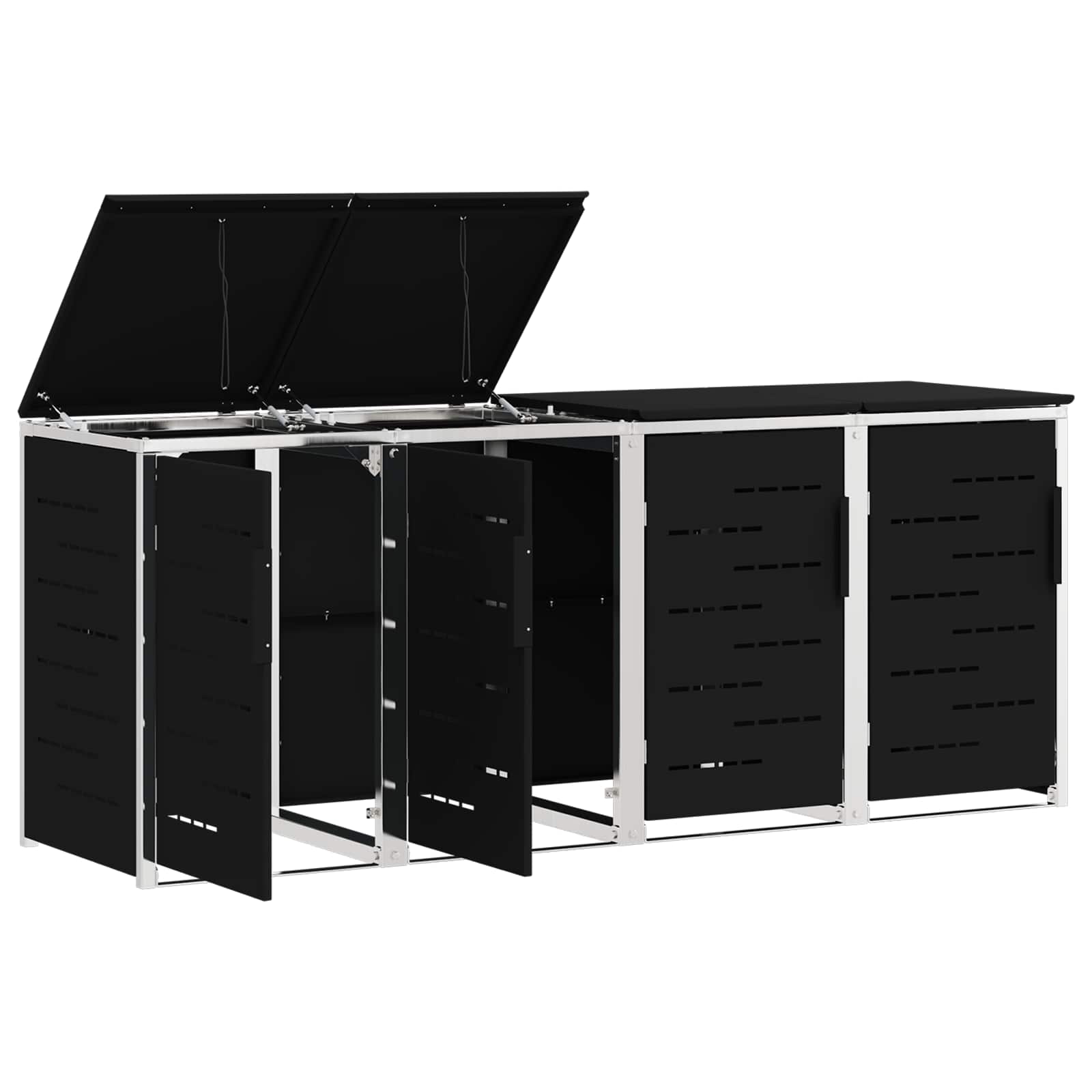Mülltonnenbox for 2 Bins 240L Edelstahl Schwarz