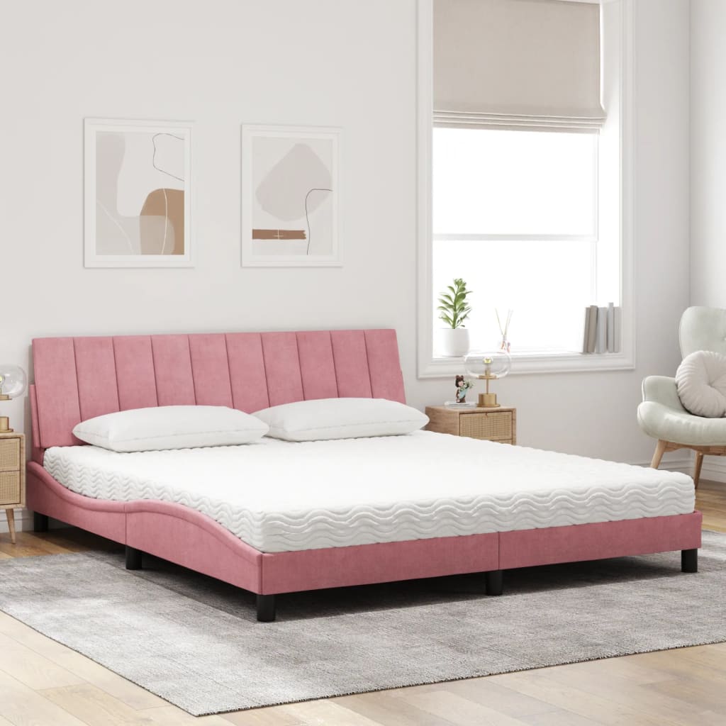 Bett mit Matratze "Hanko" Hellgrau 80x200 cm Samt