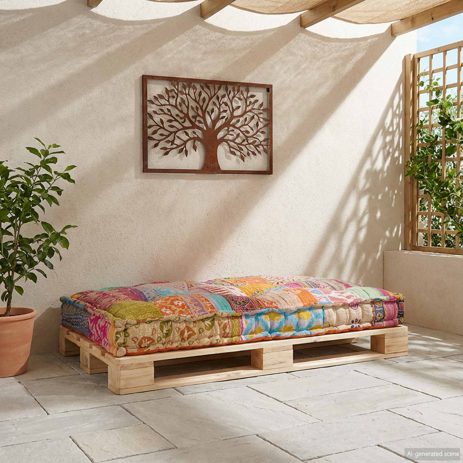 Palettensofa-Auflage Mehrfarbig Stoff Patchwork