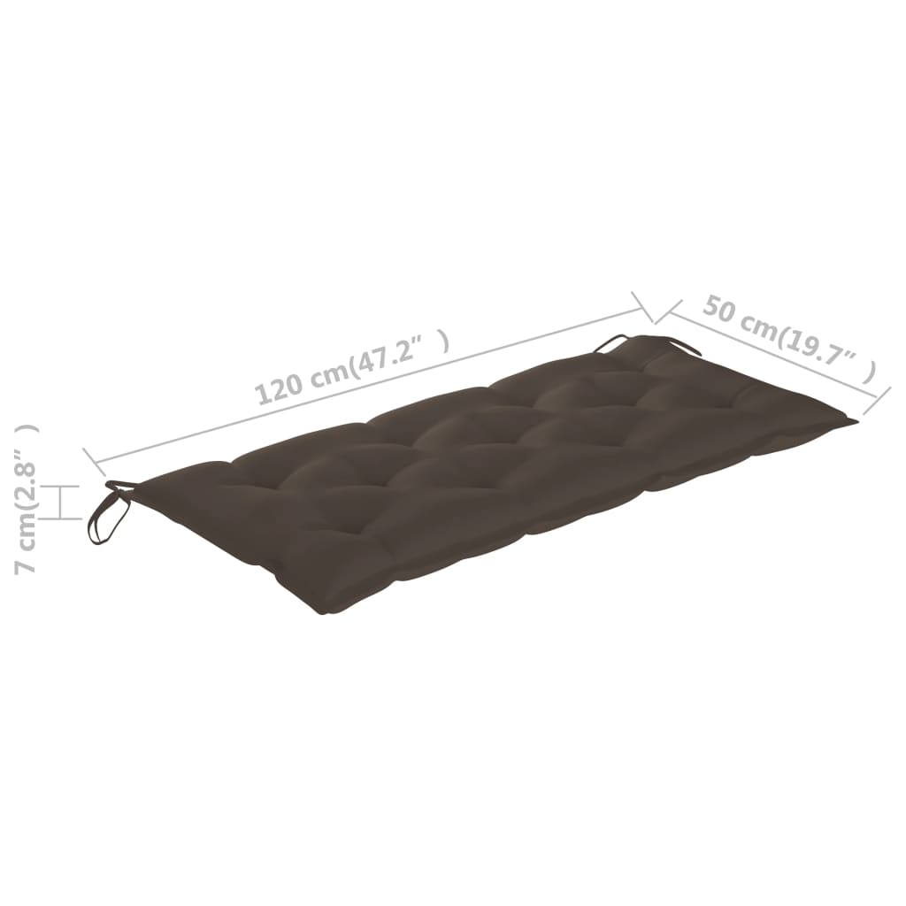 Gartenbank mit Auflage 120 cm Massivholz Akazie