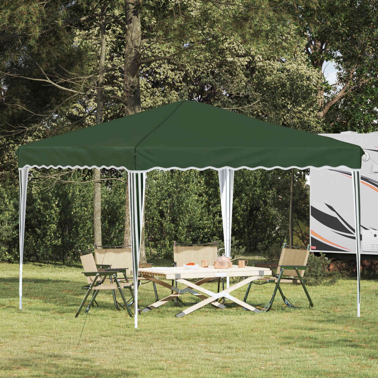 Pop-up Partyzelt 288 x 288 x 245 cm Creme Oxford-Stoff