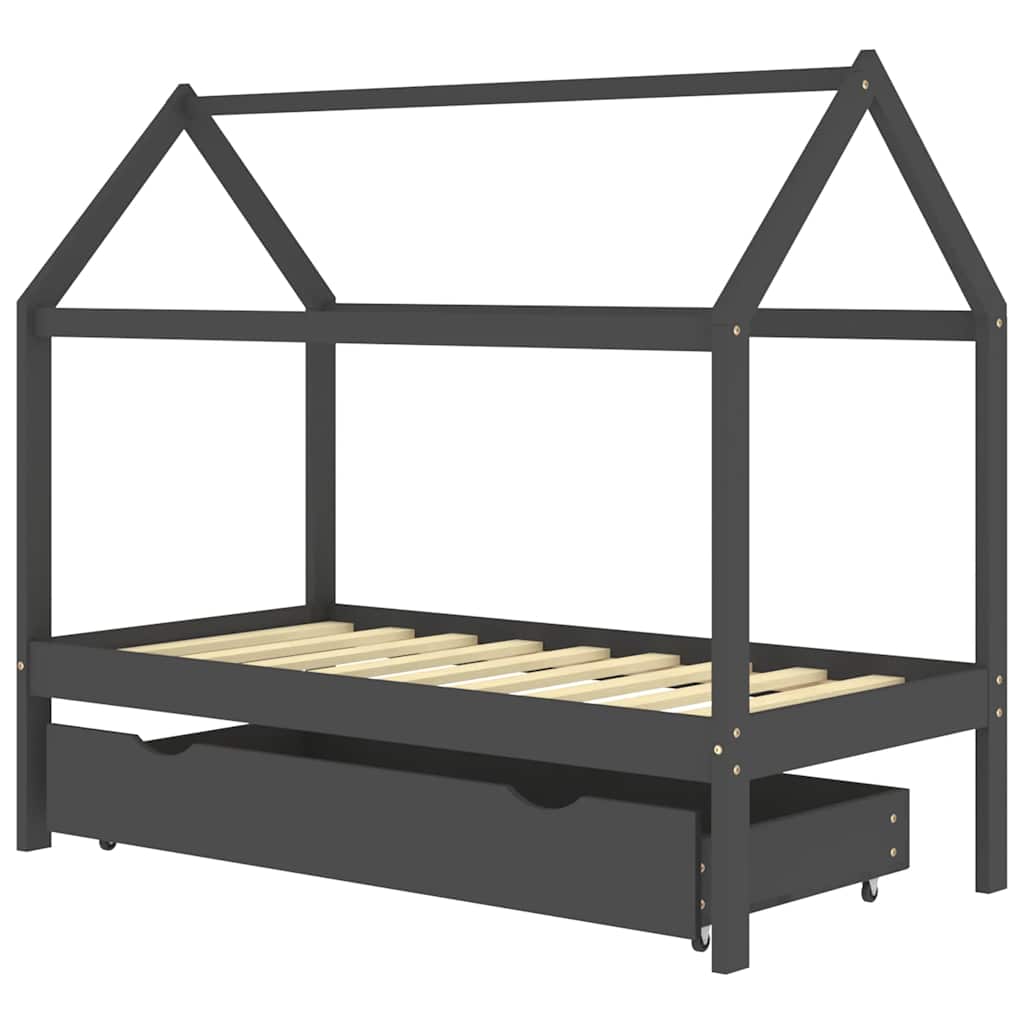 Kinderbett mit Schublade Massivholz Kiefer 70x140 cm