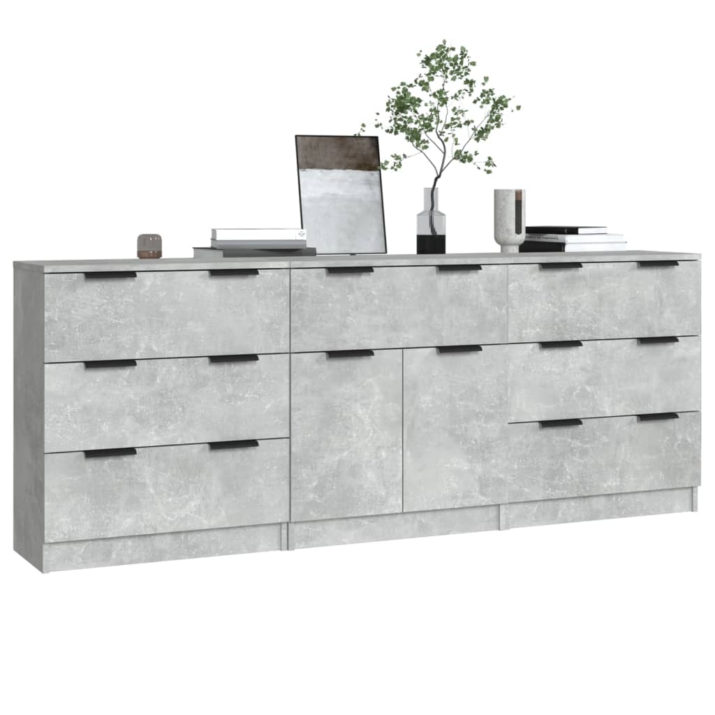 3-tlg. Sideboards Weiß Holzwerkstoff