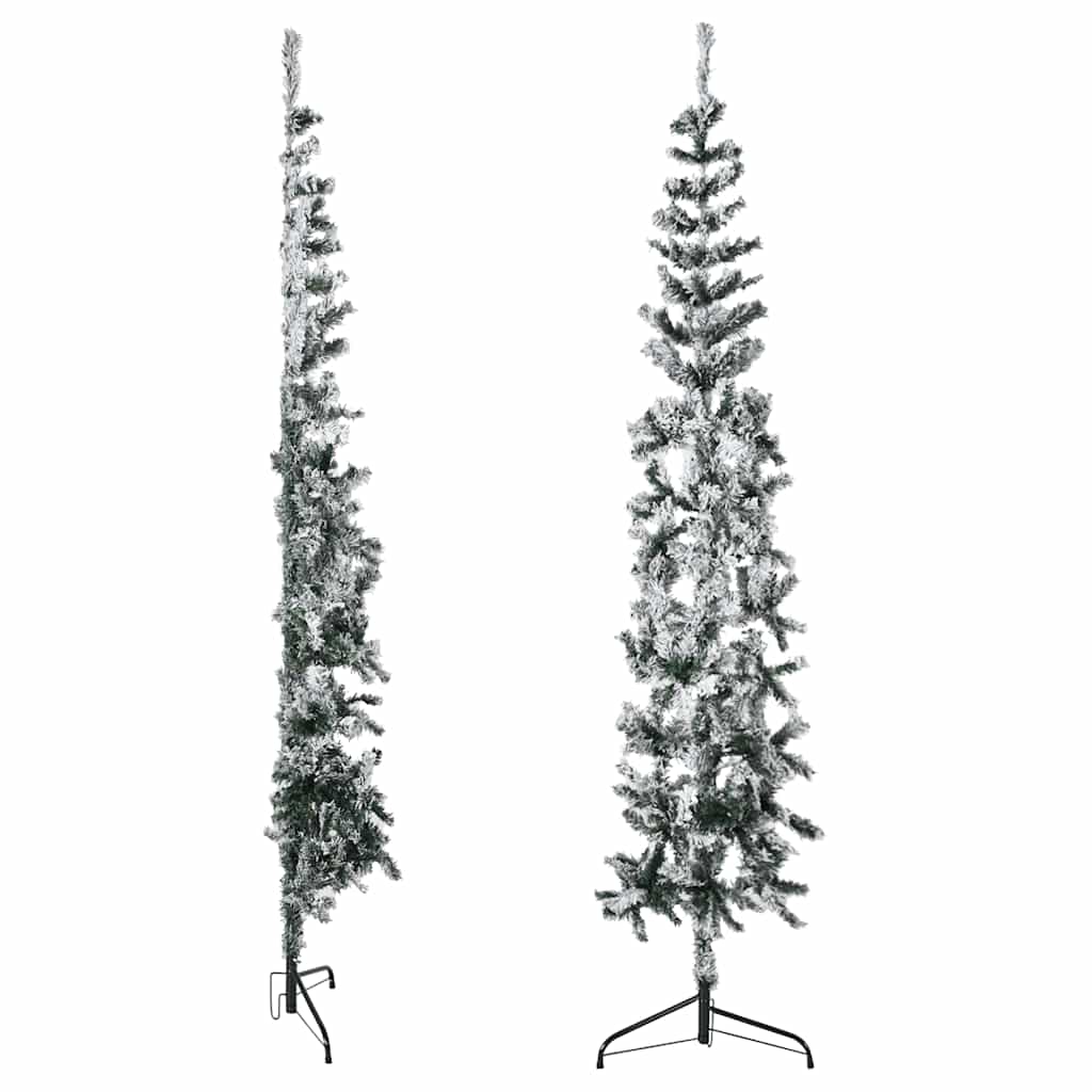 Künstlicher Halb-Weihnachtsbaum mit Ständer Schlank Weiß 180 cm