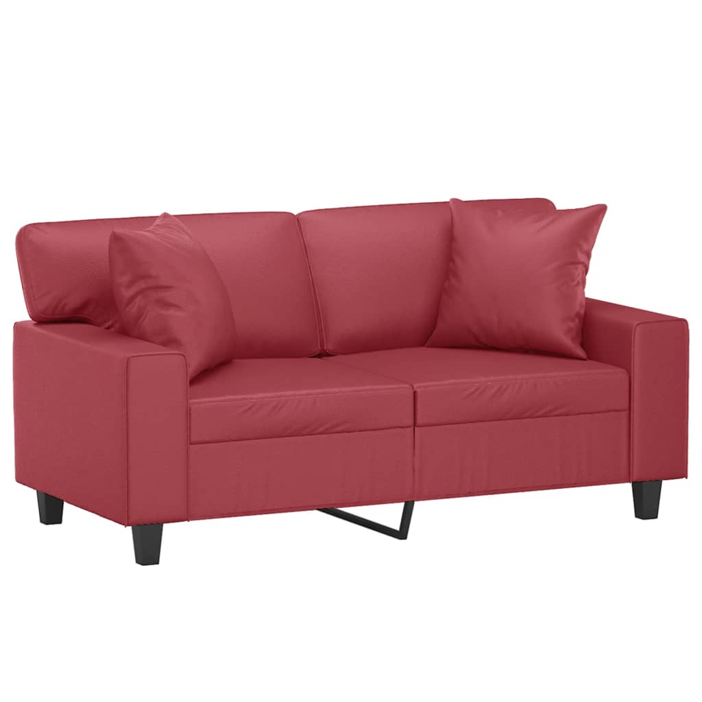 2-Sitzer-Sofa mit Zierkissen Creme 120 cm Kunstleder