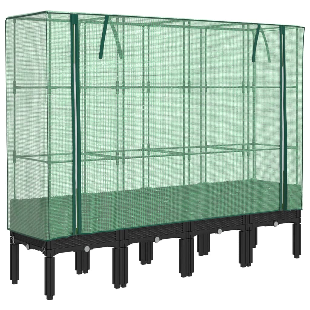 Hochbeet mit Gewächshaus-Aufsatz Rattan-Optik 40x40x140 cm