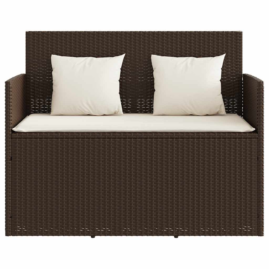 Gartenbank mit Kissen Schwarz Poly Rattan