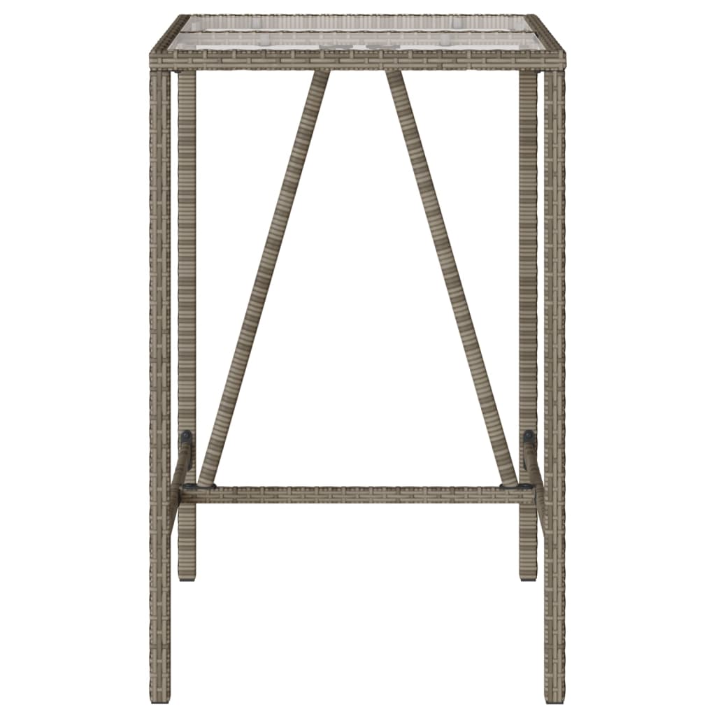 Bartisch mit Glasplatte Schwarz 110x70x110 cm Poly Rattan