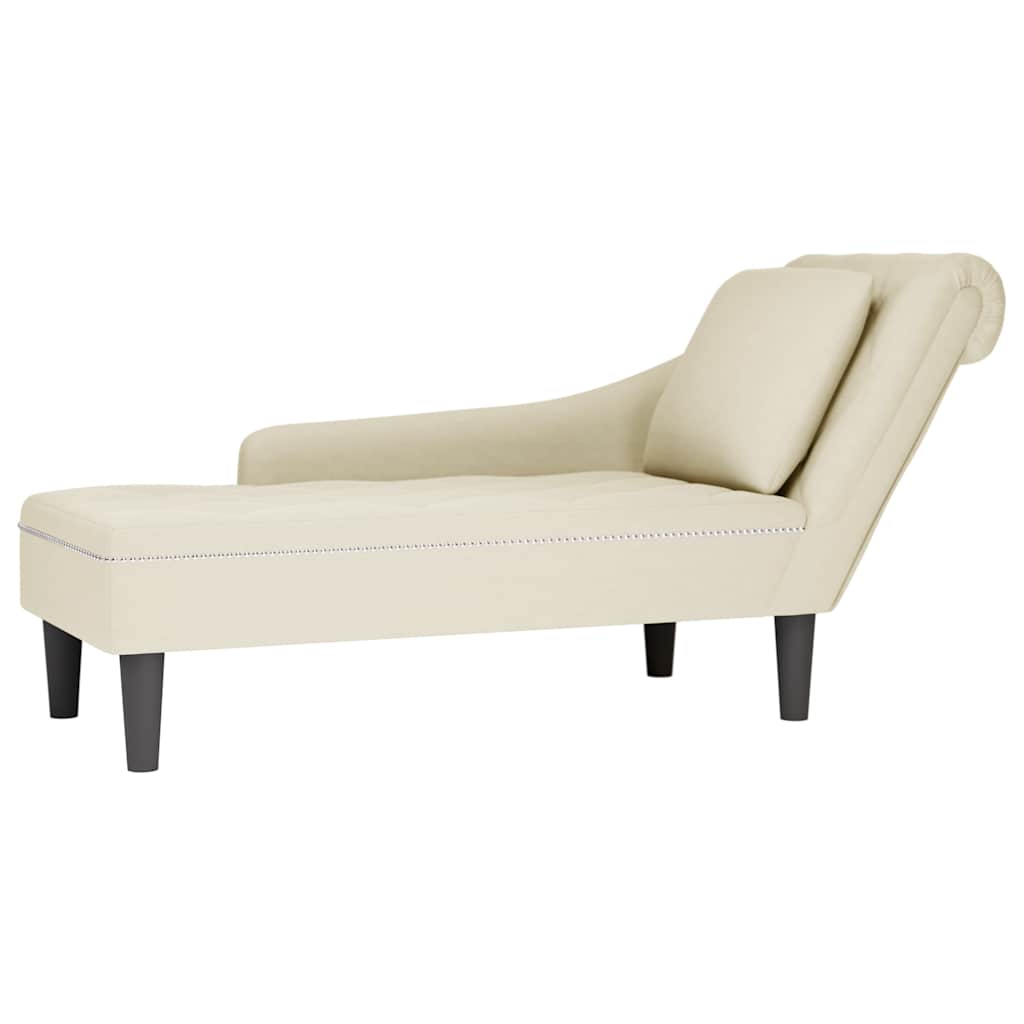 Chaiselongue mit Kissen und Rechter Armlehne Blau Samt