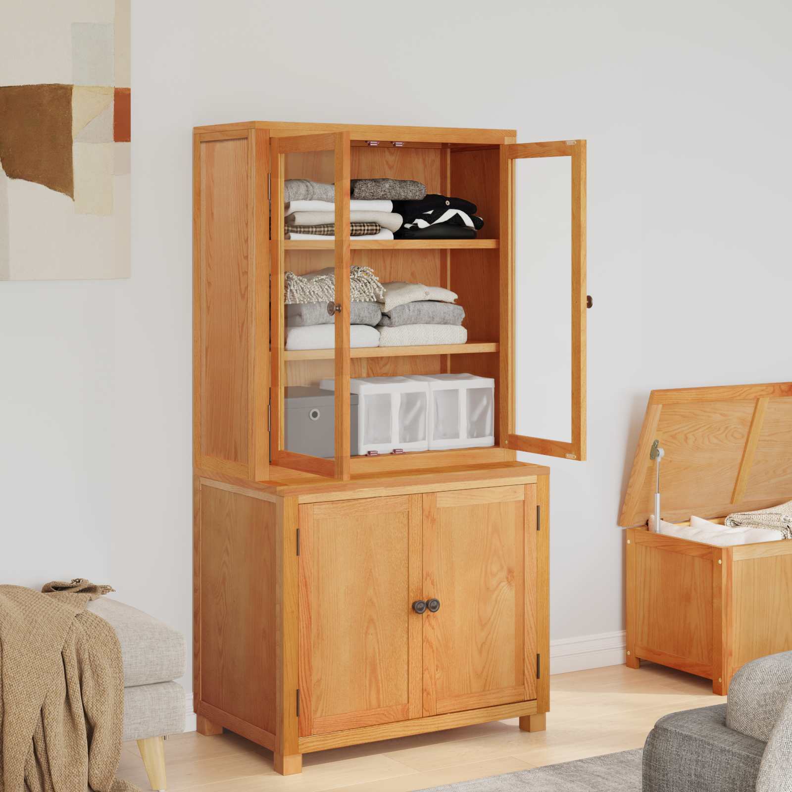 Aufbewahrungsmöbel-Set mit Tür 2 Stk. Braun 80 x 50 x 160 cm