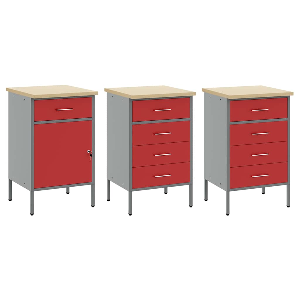 Arbeitsschrankset mit Schubladen mit Regal 8 pcs Grau