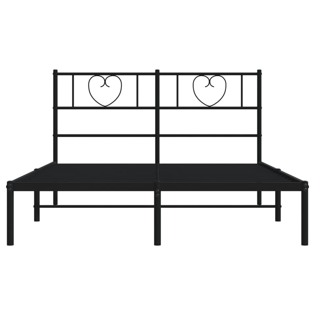 Bettgestell mit Kopfteil Metall Schwarz 100x190 cm