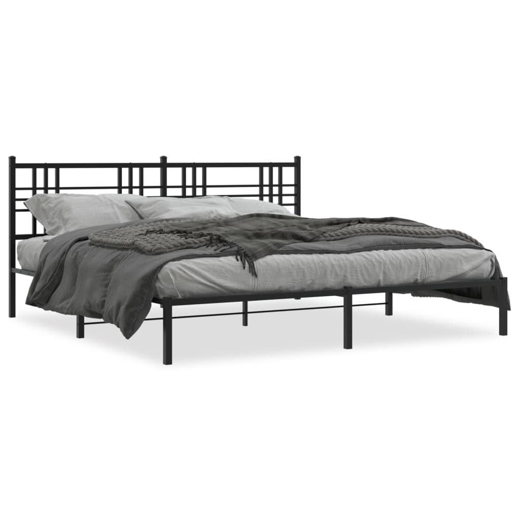 Bettgestell mit Kopf- und Fußteil Metall Schwarz 90x200 cm