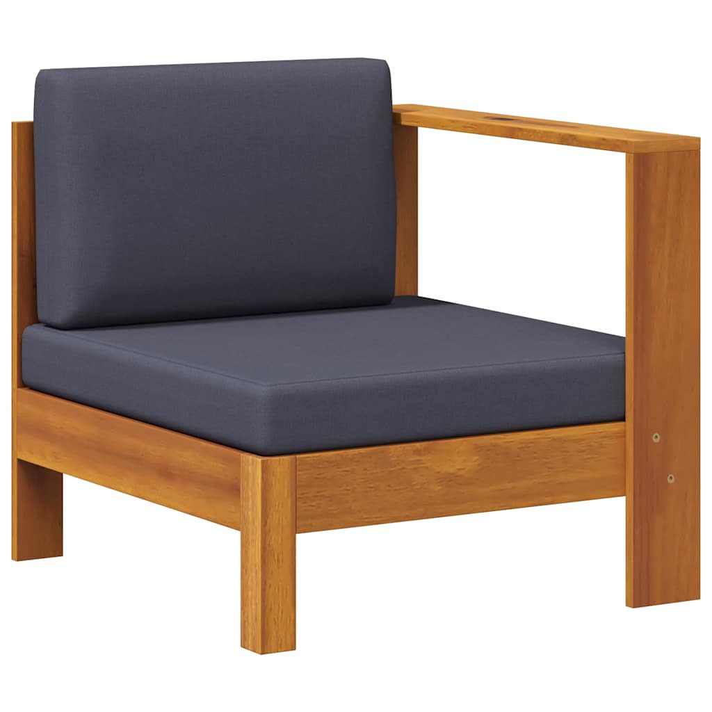 2-tlg. Garten-Lounge-Set mit Cremeweißen Kissen Akazienholz