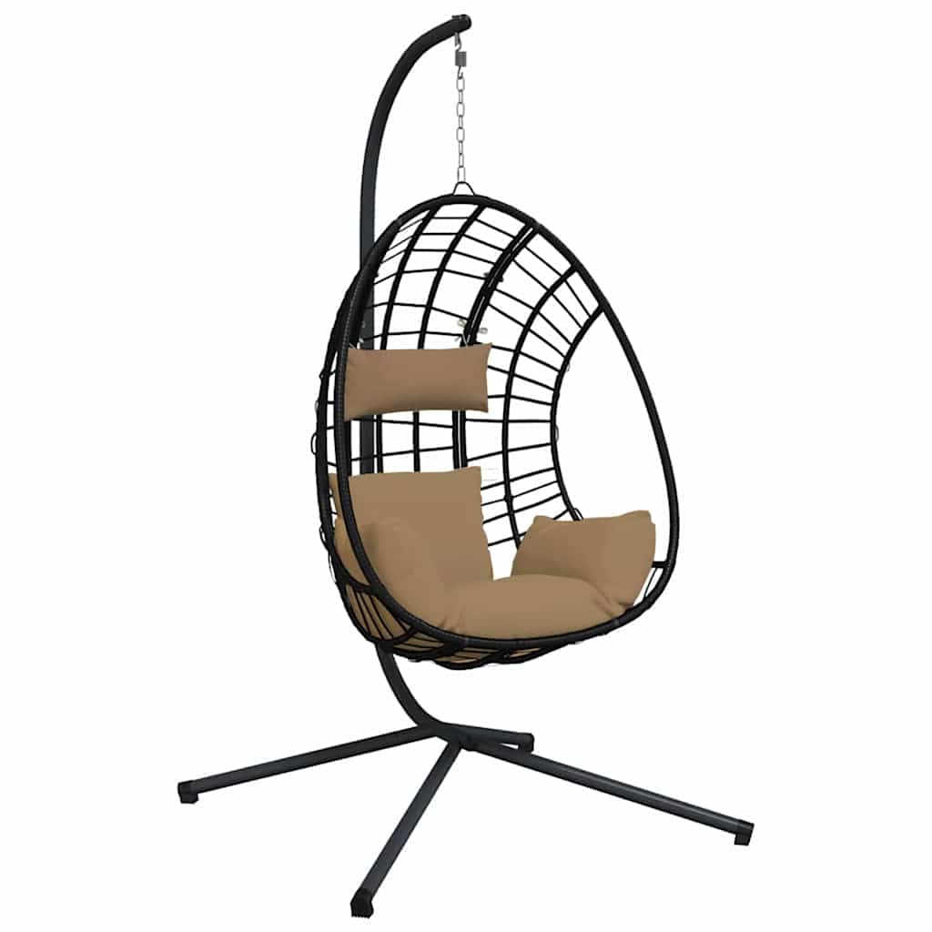 Hängesessel Ei-Design mit Ständer Anthrazit Rattan und Stahl