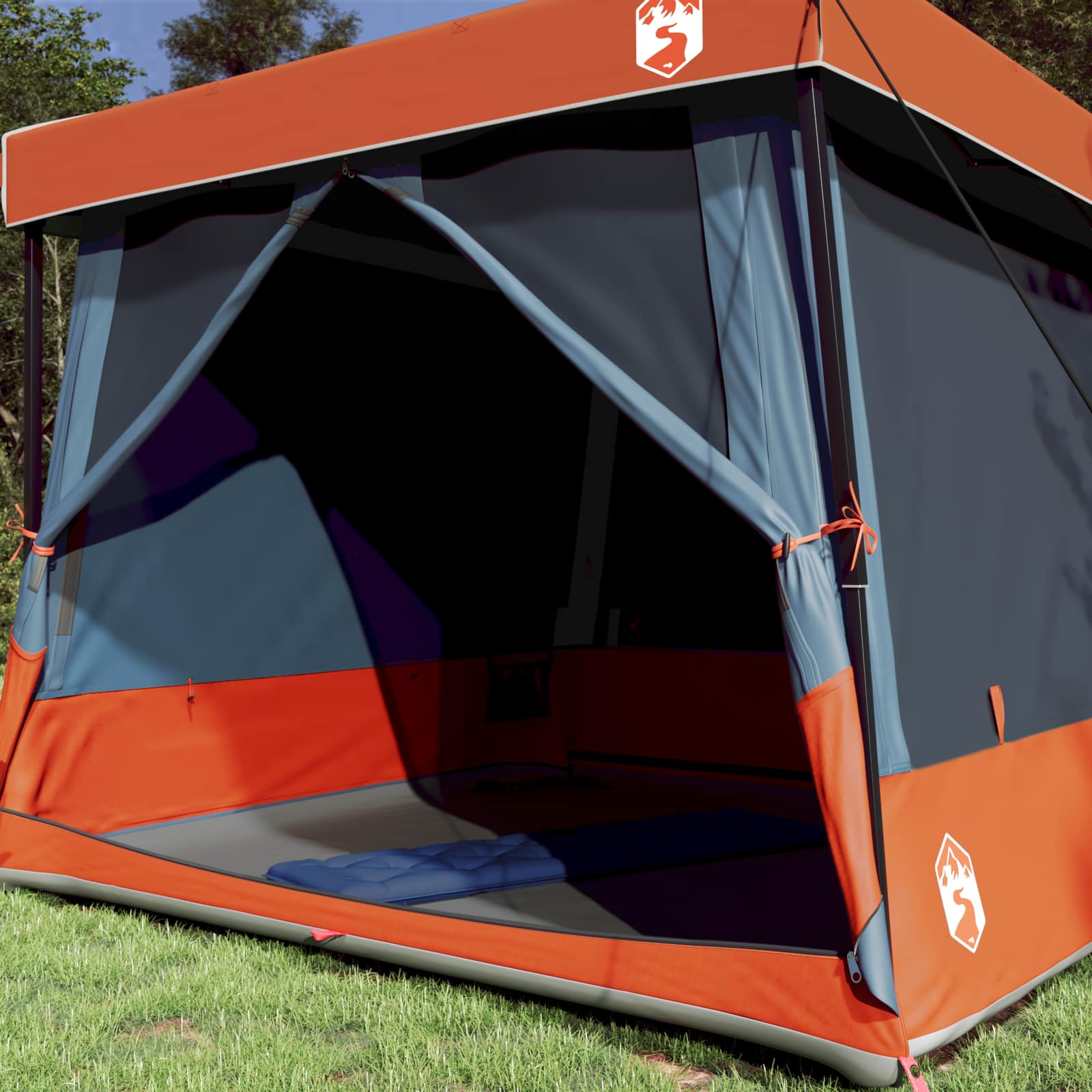 Camping-Zelt-Set mit Dach 2 pcs Blau Taffeta und Stoff