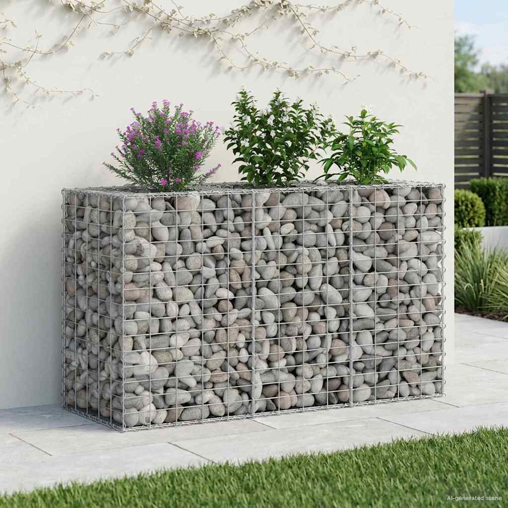 Gabionen Hochbeet 2 pcs Silber 260 x 60 x 55 cm