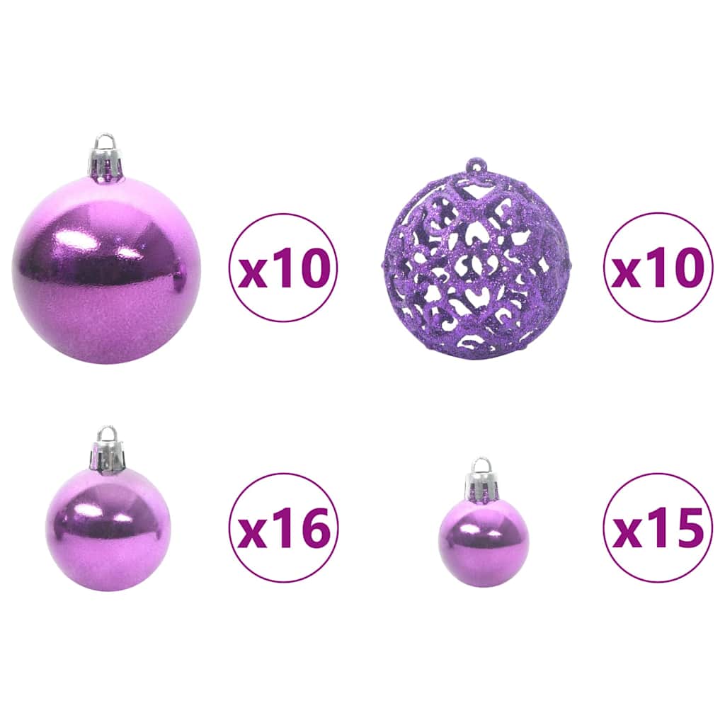 Künstlicher Weihnachtsbaum mit LEDs Kugeln Zapfen 150 cm