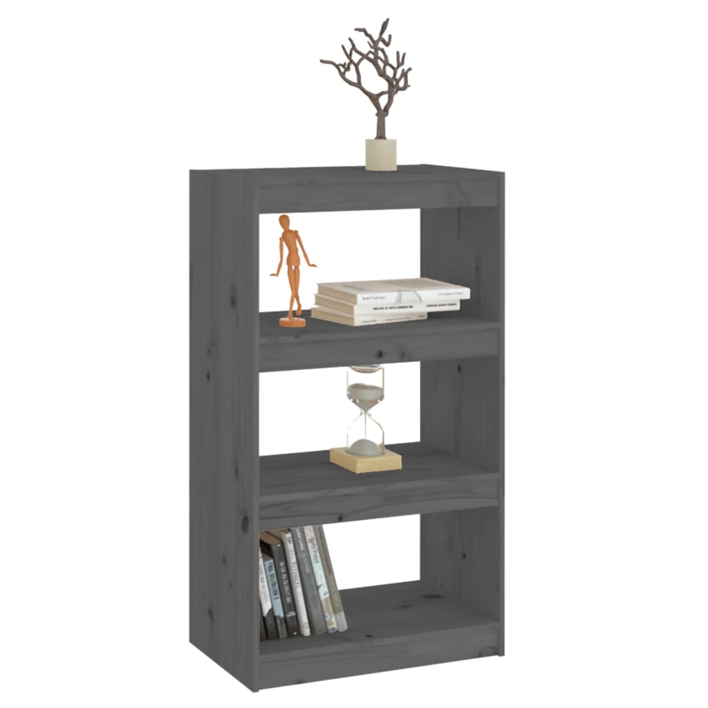 Bücherregal/Raumteiler Grau 60x30x71,5 cm Massivholz Kiefer